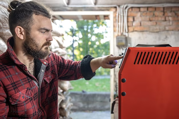 A man standing near a generator